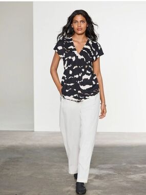 Next Black and Cream Abstract Top